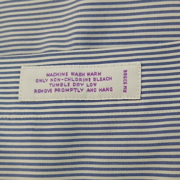 Brooks Brothers 17-35 CLASSIC blue/white cotton stripe LS button down shirt - Picture 11 of 12